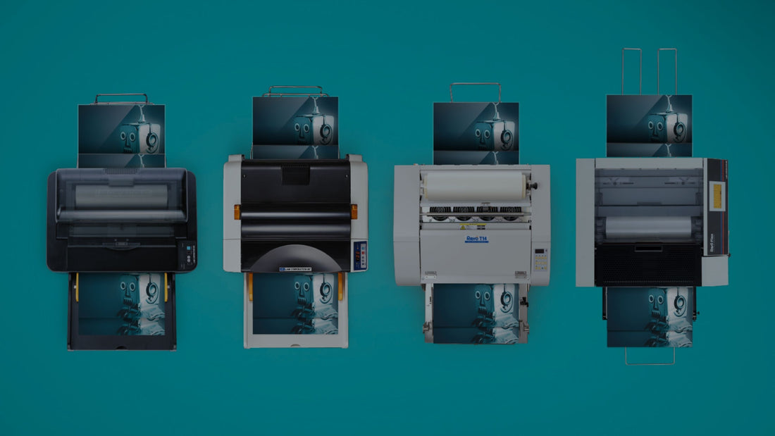 Revo automatic laminators lined up in a work area