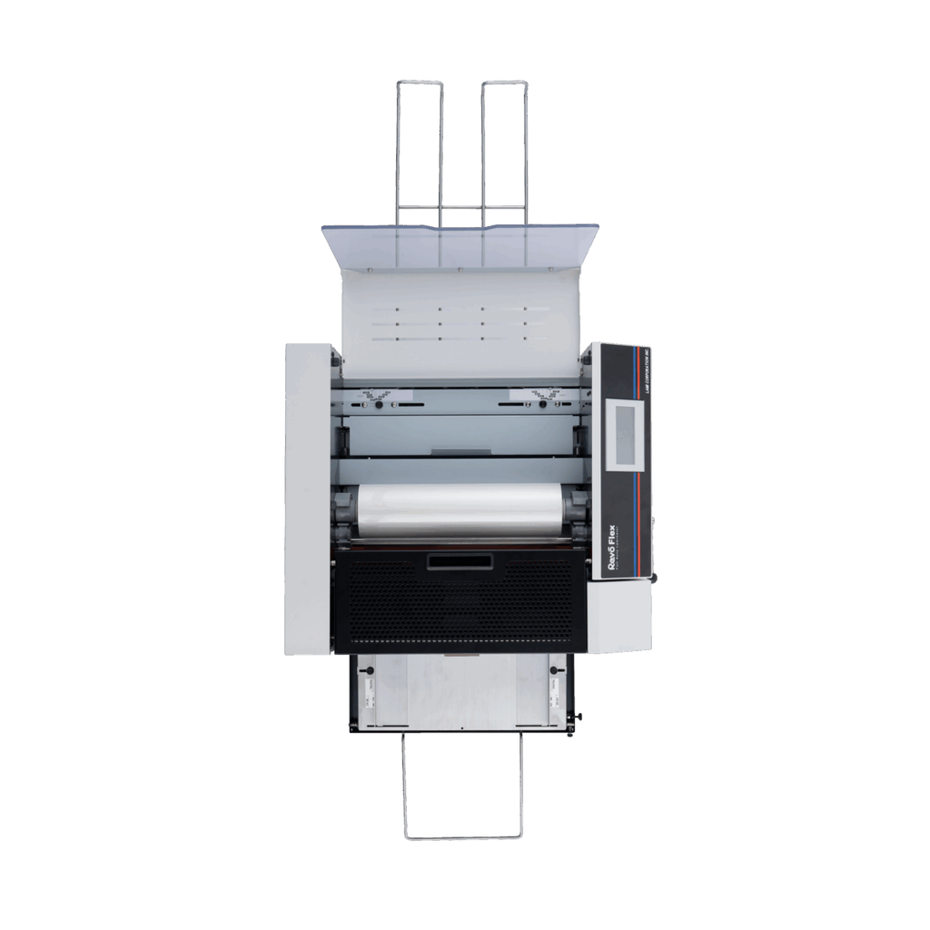 Revo Flex from above showing the loaded film roll and touch panel